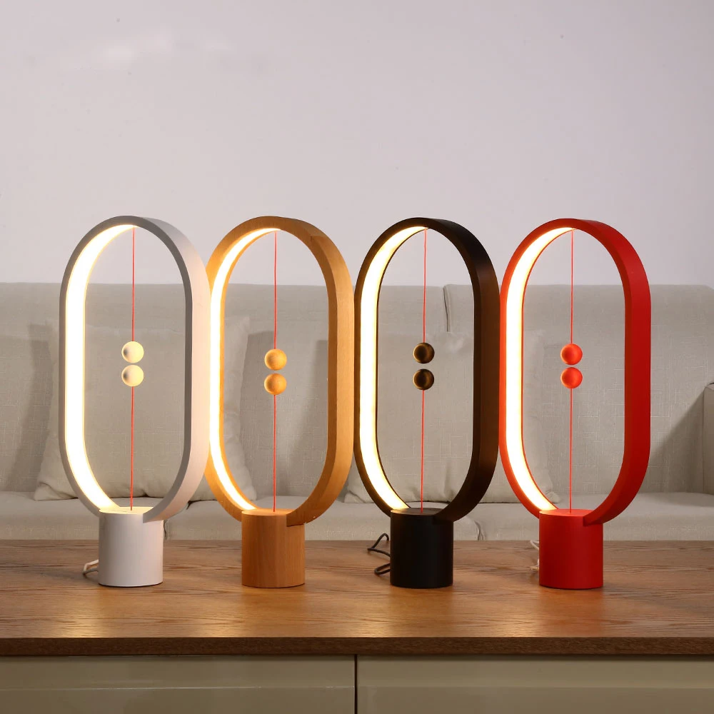 Baratos Aimkeeg lámpara de equilibrio inteligente creativa LED luz de noche de mesa con interruptor magnético alimentado por USB Lámpara de noche de oficina de dormitorio decoración del hogar