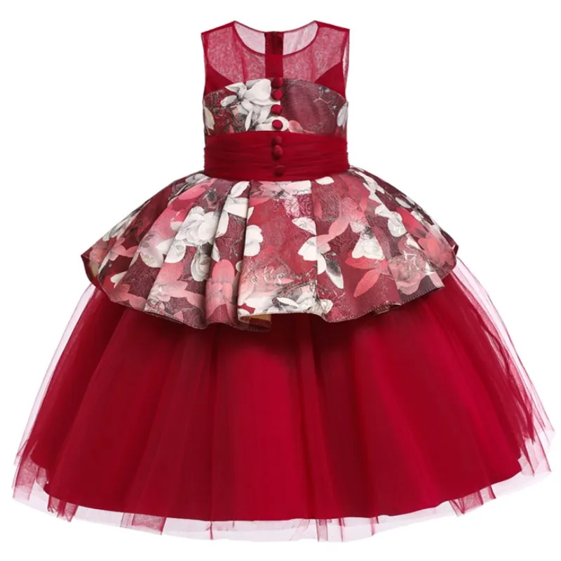 Детское платье с цветочным узором для девочек, свадебное платье для маленьких девочек 2, 4, 6, 8, 10, 12 лет, вечерние платья для маленьких девочек на день рождения, рождественские платья