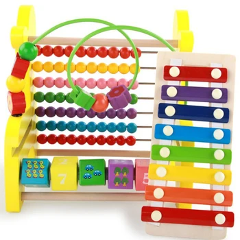 

Multifunctional Wooden Beads Flap Beads Fawn Calculation Frame Childhood Education Abacus Giraffe Arithmetic Knocking Piano