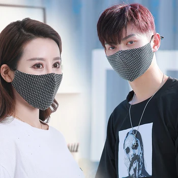 

Unisex Sequin Masks Anti-dust Washable Face Mask Women Fashion Ice Silk Mouth Masks Anti-haze Dustproof Cotton Protective Mask