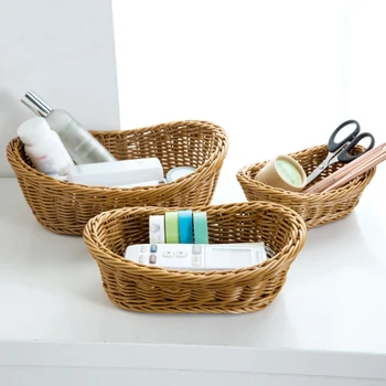 

Oval Wicker Woven Basket Bread Basket Serving Basket Storage Basket for Food Fruit Cosmetic Fruit Tray