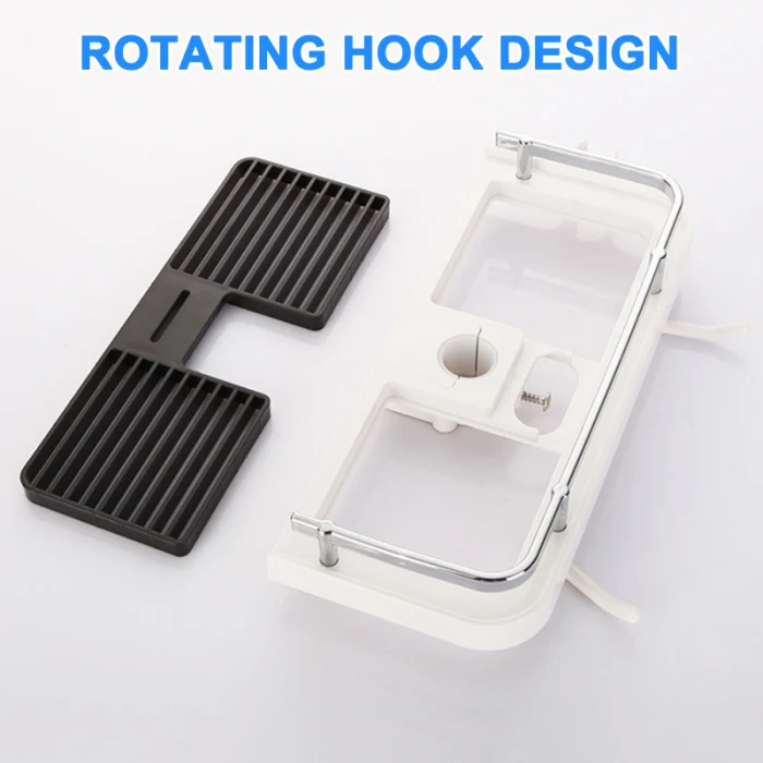 Multifunctional Shower Lift Bar Storage Rack Punch-free Shower Rod Storage Tray UD88