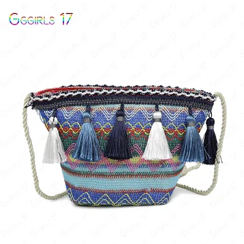 

New Ladies Shoulder Bag PU Messenger Bag Straw Weaving Bag
