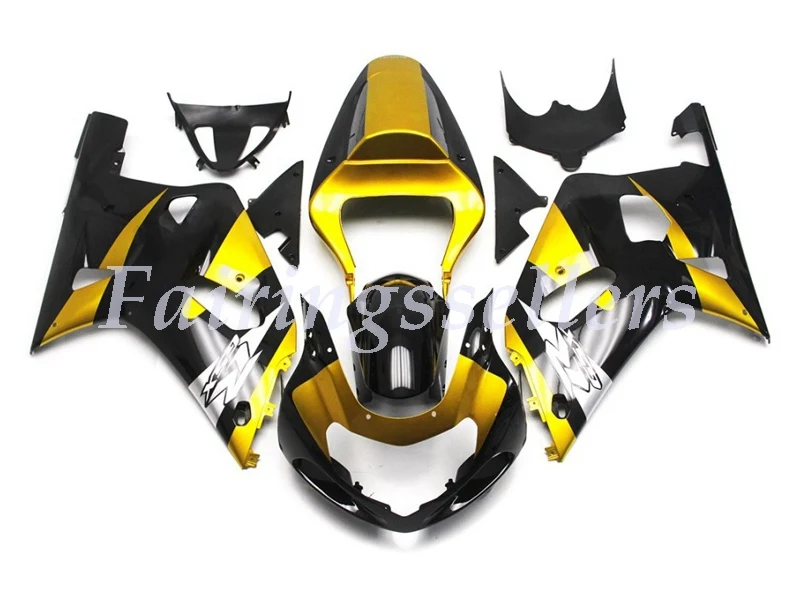 ABS Пластик обтекатели комплект подходит для Suzuki GSXR600 GSXR750 GSXR 600 750 01 02 03 2001 2002 2003 яркий золотистый и черный - Цвет: Bright gold black