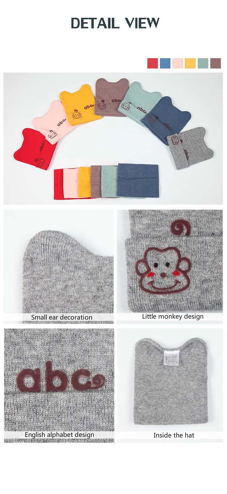Hot Sale Winter Boys Girls Winter Ear Flap Warm Hat With Scarf Beanie Cap Monkey Kids Winter Cap Children Headwear