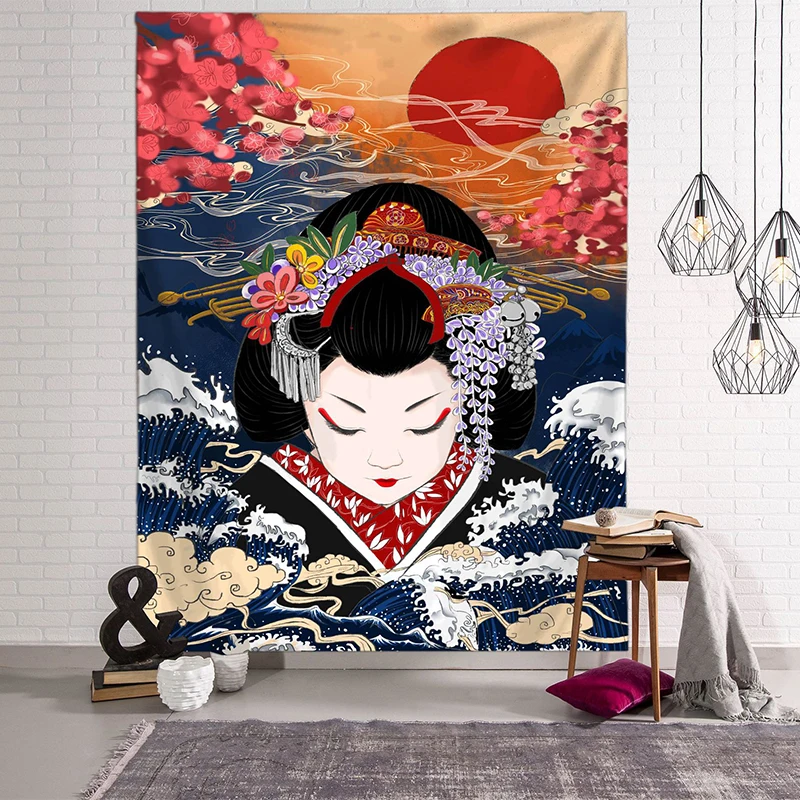 5 Японский Kanagawa волны напечатанный гобелен КИТ арована олень Тотем Змеи настенный гобелен Бохо покрывало одеяло - Цвет: 5