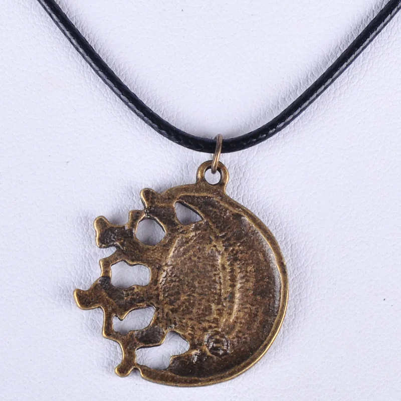 27*30MM Vintage bronze antique ancient moon sun pendant necklace women wax cord rope necklace jewelry fashion alloy jewellery
