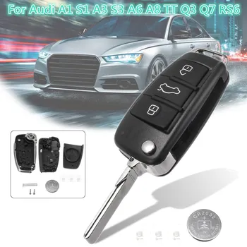 

3 Buttons Remote Key Shell Fob Case With Battery For Audi A3 A4 A6 A8 Q7 TT 1997-2018 2017 2016 2015 2014 2013 2012 2011 2010
