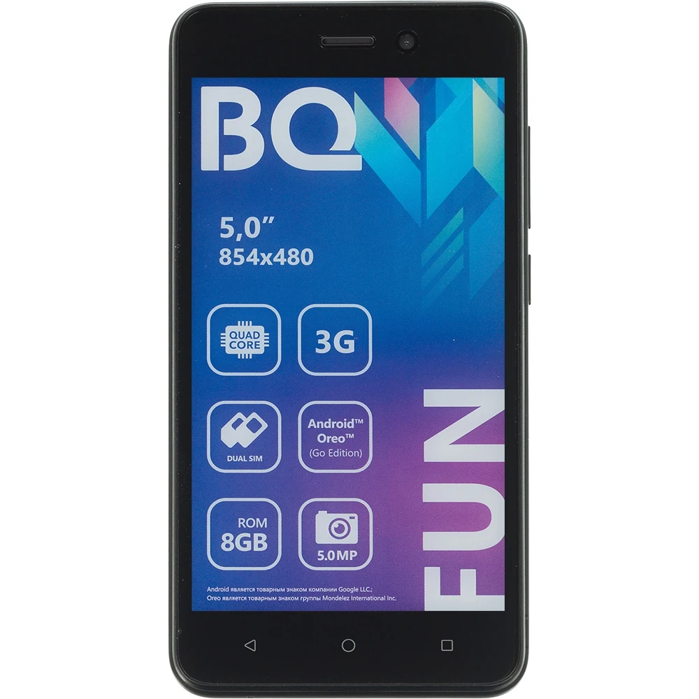 Смартфон BQ Fun 5002G 8Gb 512Mb черный 3G 2Sim 5" TN 480x854 And8.1 5Mpix 802.11bgn GPS