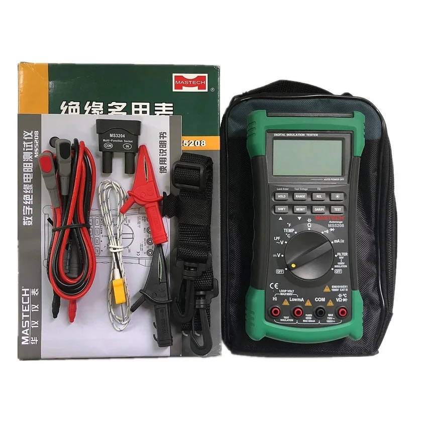 Цифровой фотоизоляционный Измеритель сопротивления MASTECH MS5208 6600 отсчетов