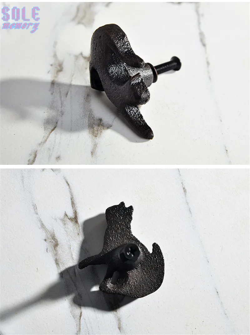 4 шт. черная кошка железная ручка для дверцы выдвижного ящика мебельные ручки под одно отверстие мебельный Шкаф-гардероб Ручка Тянет Декор детской комнаты