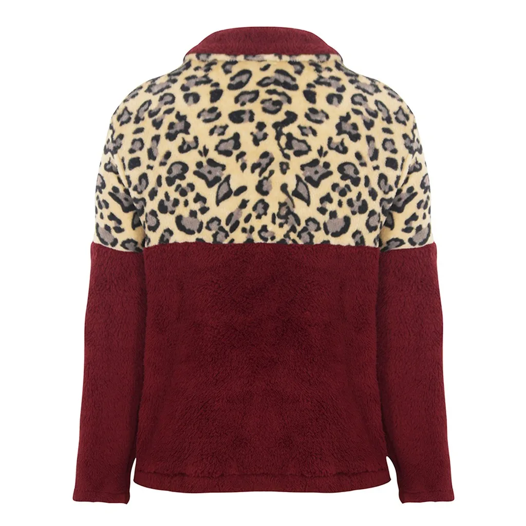 Womail толстовки зимние свободные женские популярные водолазки леопардовые искусственные толстовки на молнии модные повседневные толстовки пуловер