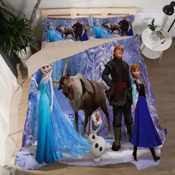 

Frozen Elsa and Anna Bedding King Size Bed linen for Girl's Bedroom Decor Queen Quilt Duvet Cover set Double Bedclothes Single