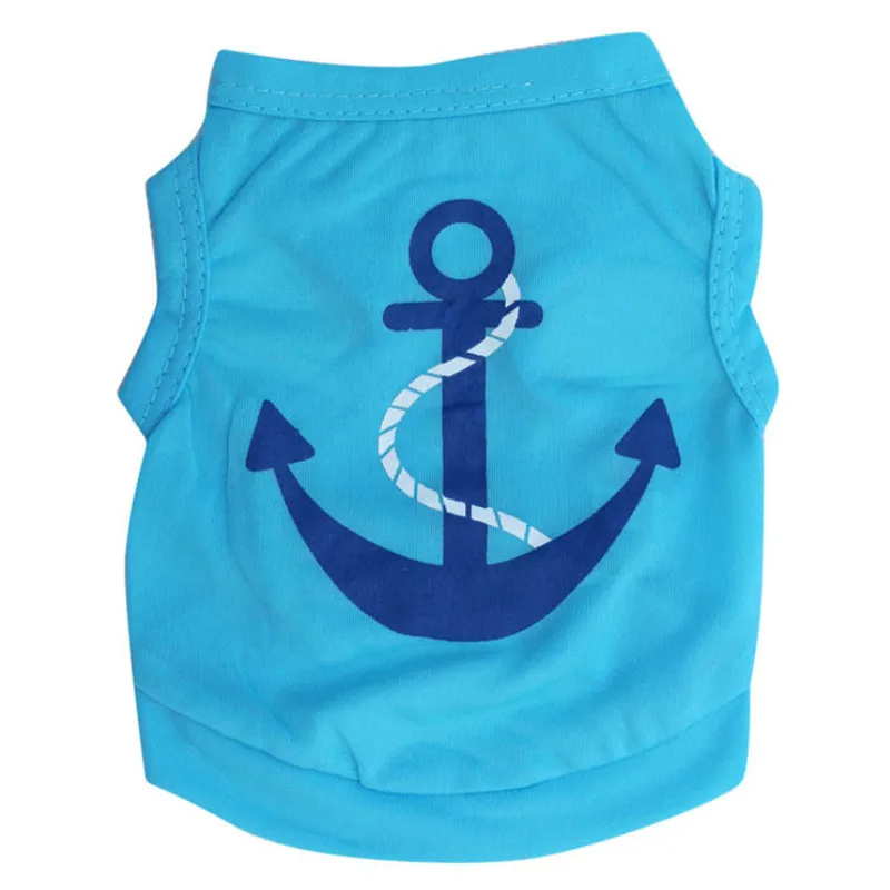 

Cheap Blue Pet Dog Clothes For Small Dogs Breathable Spring Summer Clothes Anchor Pattern Clothing Dog Shirt Vest T-shirt