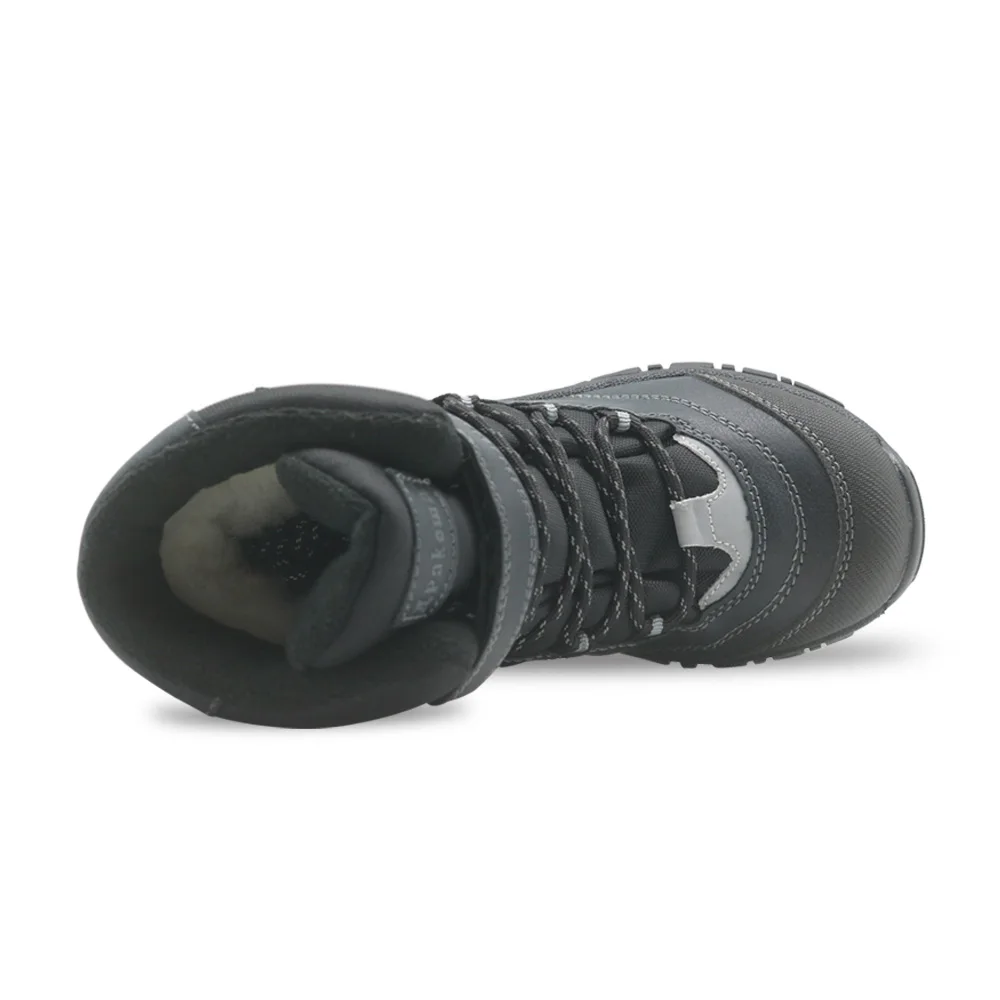 Apakowa/зимние водонепроницаемые сапоги до середины икры с шерстяной подкладкой для мальчиков; Детская уличная Нескользящая безопасная зимняя обувь на шнурки отражающие, зимняя обувь для мальчиков, зимняя детская обувь