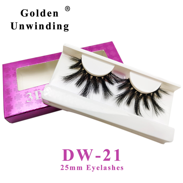 3D Faux Mink Lashes False-Eyelashes 25MM Dramatic Natural Thick Faux Mink Lashes Makeup Eyelash Extension Golden Unwinding