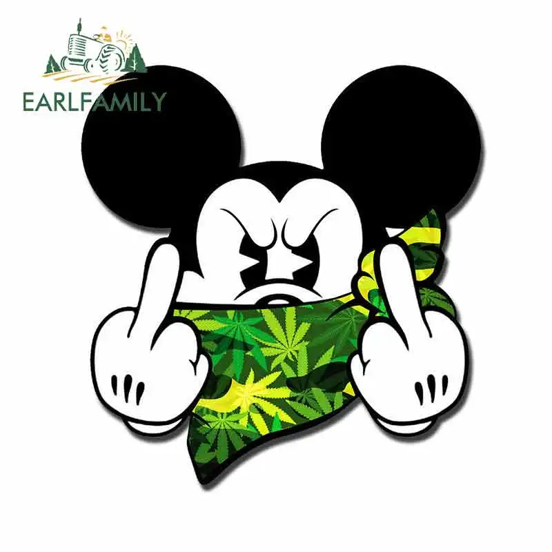 EARLFAMILY 13 см x 12,3 см для Микки Мышь средний палец зеленый машина, бампер, окно наклейки модные наклейки виниловые наклейки на Материал - Название цвета: style A