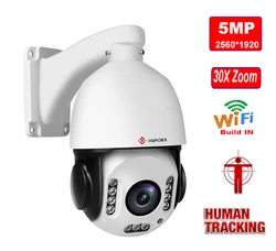 IMPORX – caméra de Surveillance PTZ IP WIFI HD 5MP 2592x1944P, dispositif de sécurité sans fil, avec suivi automatique et détection humaine, 30x 
