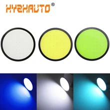 HYZHAUTO из 2 предметов высокого Мощность круглый COB Габаритные огни 82 мм Автомобильный светодиодный противотуманный светильник вождения DRL белого и голубого ледяного цвета авто-Стайлинг 12 В