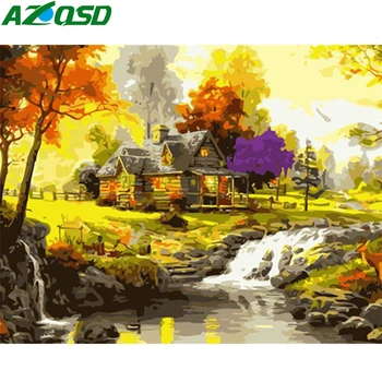 

AZQSD Paint By Numbers For Adults Scenery DIY Unframe Acrylic Paint Decoration Oil Painting By Numbers House Unique Gift
