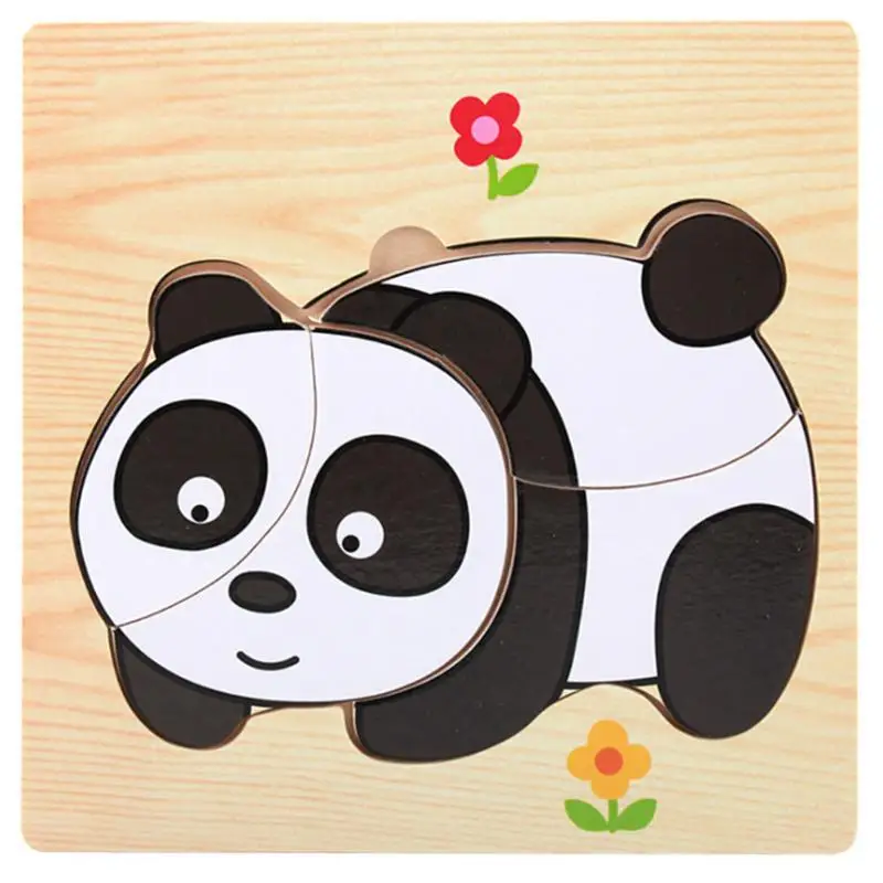 Panda Деревянная настольная игра-головоломка в виде животных, детские развивающие игрушки для детей 1, 3, 6 лет - Цвет: Panda