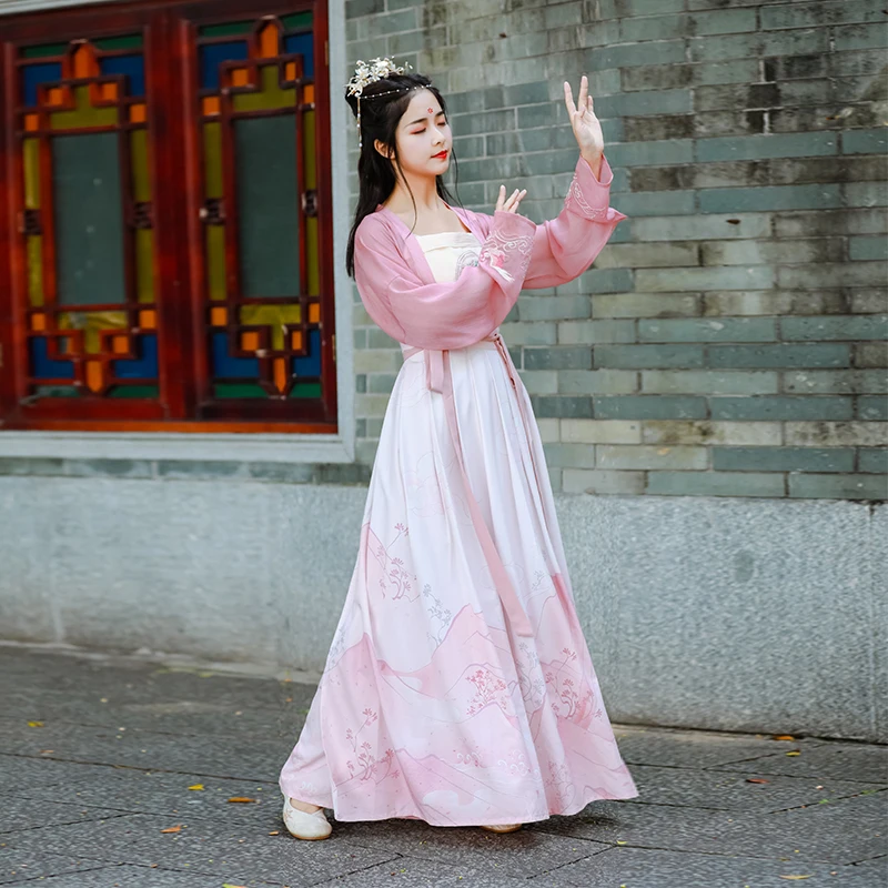 Китайский стиль Hanfu платье традиционный Древний костюм народный танец представление одежда династии ханфу Классическая танцевальная одежда DL4995