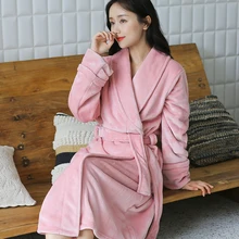 Лидер продаж, ночная рубашка, женский осенне-зимний толстый теплый халат, Женский мягкий фланелевый Халат, простая Домашняя одежда, халаты, большие размеры