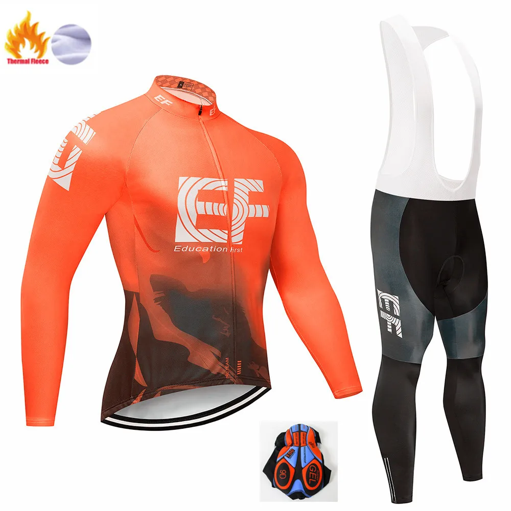 EF Pro Team Зимняя Теплая Флисовая велосипедная одежда для мужчин с длинным рукавом Джерси костюм для прогулок верховой езды на велосипеде MTB Одежда комбинезон комплект - Цвет: Winter Cycling Suit