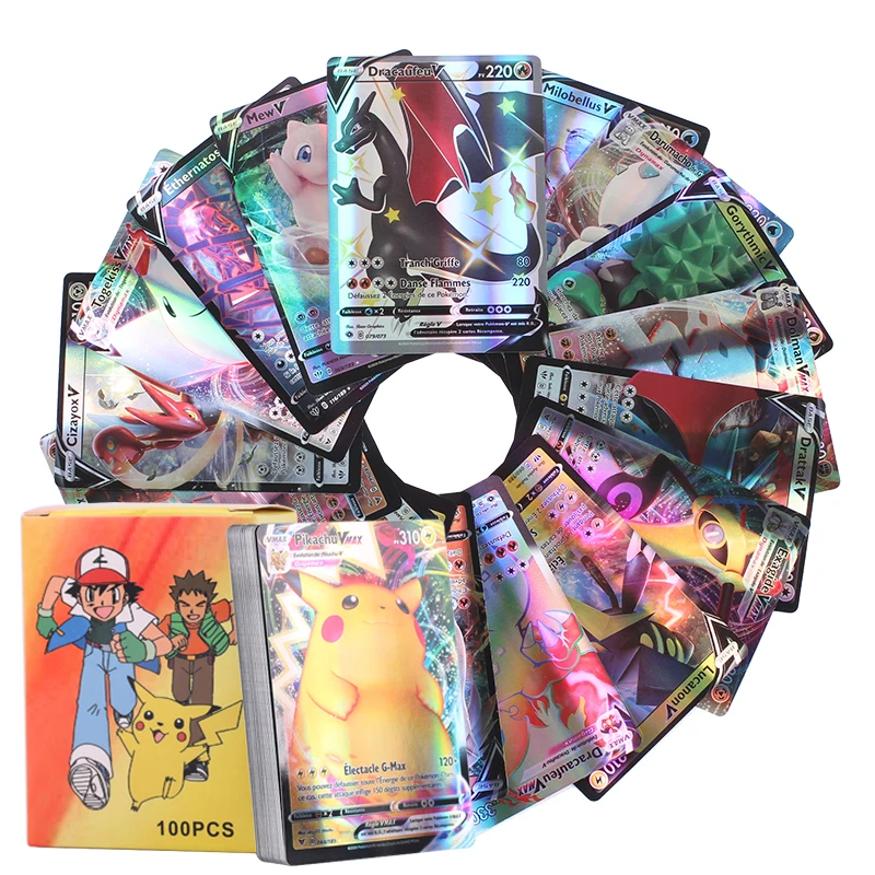 Juego de cartas de Pokémon francés para niños, juego de batalla GX brillante, de Francaise V Max, 30-300 Uds.