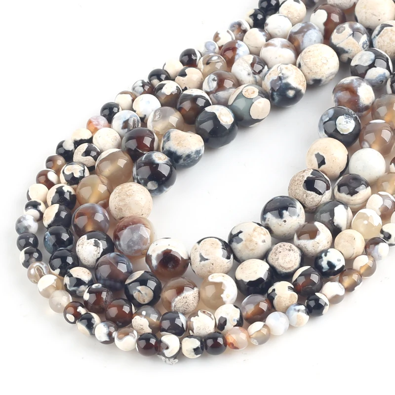 

Natural White Fire Agates Round Loose Stone Beads Pick Size For DIY Bracelet Necklace Accessories 6 8 10 12 MM Onyx Beads