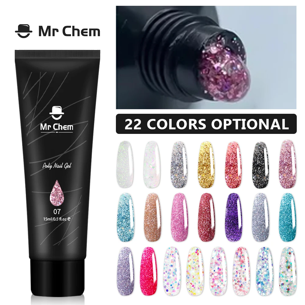 El Sr. Química brillo de uñas de Gel, extensión 15ml de Gel polaco para manicura de Builder Gel Semi permanente remojo UÑAS DE ARTE