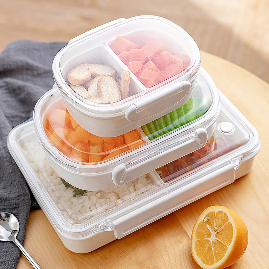 3 Grids Lunch Box Wheat Straw Food Storage Container Children Kids School Office Portable Microwave Bento Boxes Dinnerware#Y5