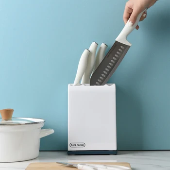 

Universal Knife Block, Hard Plastic Kitchen Utensil Holder Organizer with Anti-Slip Pads for Countertops