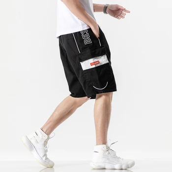

Korea 2020 Summer Men Cargo Shorts Casual Multi Pocket Short Pants Hip Hop Streetwear Punk ROCK Trouers