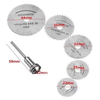 

Combiubiu 5pcs HSS Circular Wood Cutting Saw Blade Discs with 1 Mandrel for Dremel Rotary Tool For Dremel Metal Cutter Blades