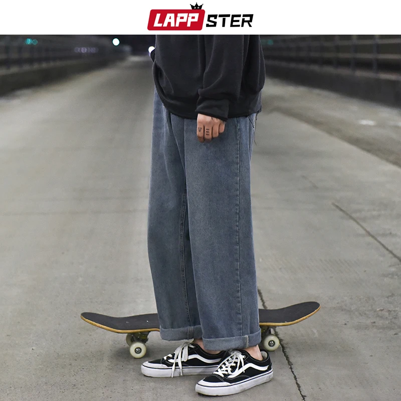 LAPPSTER Solid Blue Jeans Men 2020 Mens Korean Fashions Harem Denim Pants Male Vintage Streetwear Baggy Clothing Regular Fit LAPPSTER Solid Blue Jeans Men 2020 Mens Korean Fashions Harem Denim Pants Male Vintage Streetwear Baggy Clothing Regular Fit