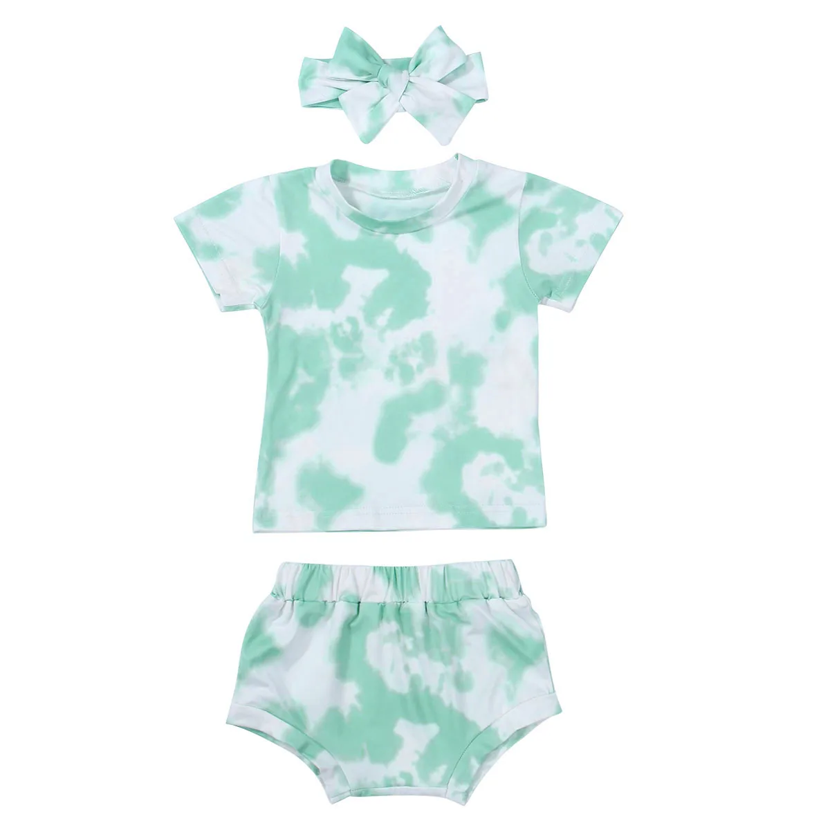 

0-24M Newborn Kid baby Girl Boy Tie Dye Clothes set Short Sleeve Top and Shorts set Cute Sweet Cotton Clothing Gradient Outfit