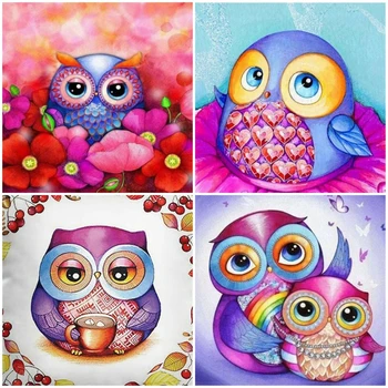 

Huacan Diamond Painting Cartoon Owl 5D Full Square Diamond Embroidery Sale Rhinestones Picture Cross Stitch Home Decor Gift