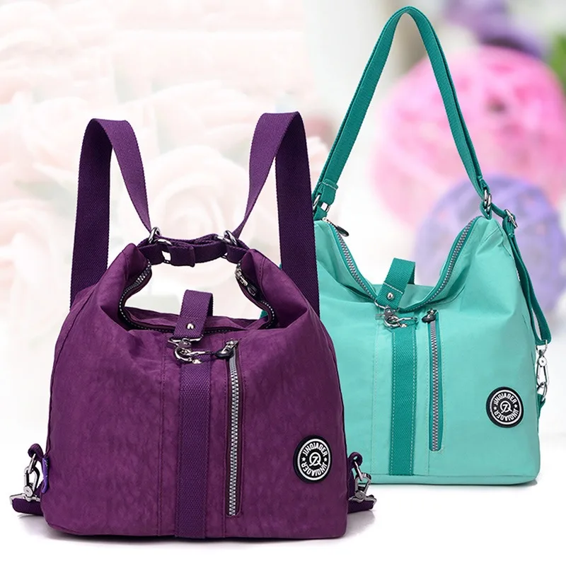 Bolso de hombro multifunción 3 en 1 para mujer, mochila de nailon, bolso de compras reutilizable, bolsa de viaje, cruzado