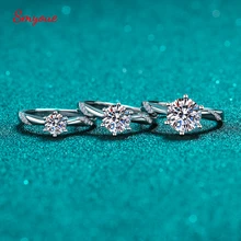 

Smyoue D Color 0.5/1/2 Carat Real Moissanite Adjustable Rings For Women Six Claw Engagement VVS1 925 Sterling Silver Jewelry