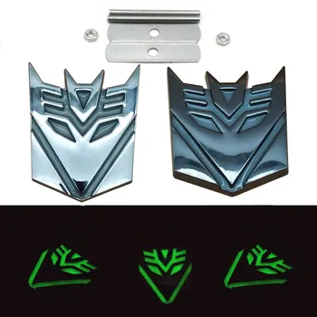 

Metal Grill Self-luminous Transformers Decepticon Front Engine Grille Car Emblem Accessories