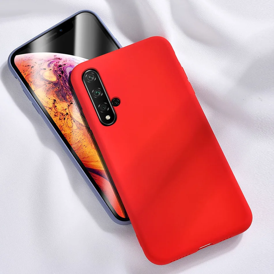 Приятный для кожи чехол для huawei Nova 5T жидкие Силиконовые чехлы huawei Nova 5T тонкий, мягкий, из полиуретана покрытие из микрофибры Capas huawei Nova 5T