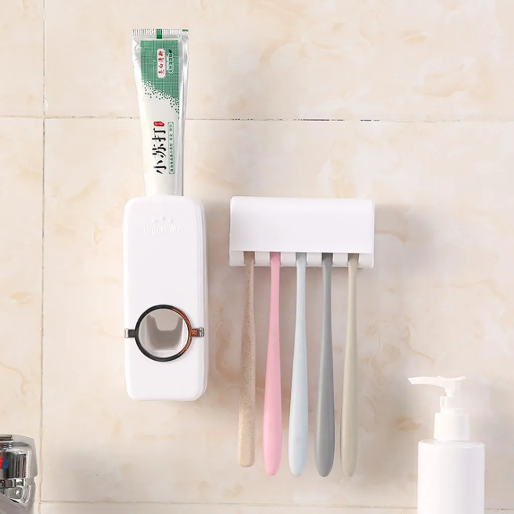 Набор держателей для зубных щеток, креативная автоматическая пластиковая зубная паста для ленивых, Диспенсер, 5 держателей для зубных щеток, аксессуары для ванной комнаты banheiro