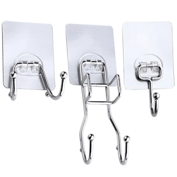 

Perforated Stainless Steel Strong Viscose Hooks Home Wall Hanging Viscous Hooks Bathroom Nail-Free Hooks