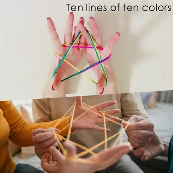 

10pcs Nostalgic Fun Finger String Set Rainbow Rope Skill Game Toys For Children Gift