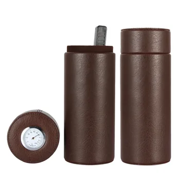 

GALINER Cedar Wood Leather Travel Humidor Jar Portable Cigar Case With Hygrometer Humidifier Cigar Humidor Box