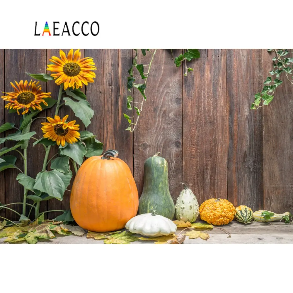 Laeacco осенний фон для фотосъемки с изображением подсолнуха лозы деревянной стены
