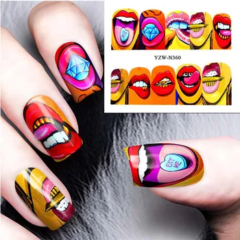 

1PC nail art sticker kiss mouth sexy girls image printing ultra thin water transfer DIY manicure nail decals FW015