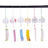 1pcs Romantic Crafts Japanese Cherry Blossom Glass Wind Chimes Bells Home Garden Office Ornament Indoor Window Hanging Decor 6