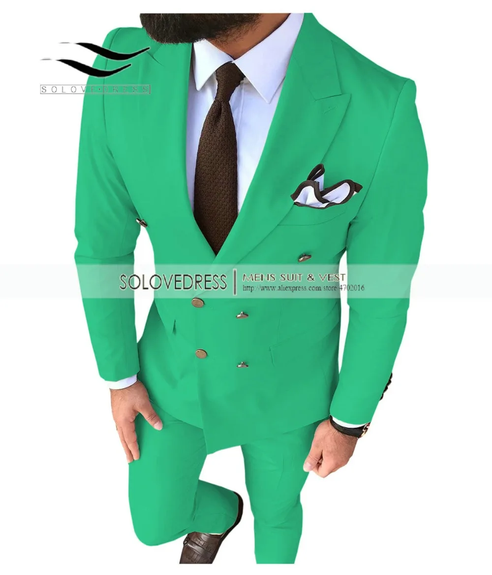 Solovedress мужской свадебный костюм Пик нагрудные двубортный Slim Fit новая модная одежда для выпускного вечера Вечерние Дешевые обтягивающие костюм 3 шт. M2